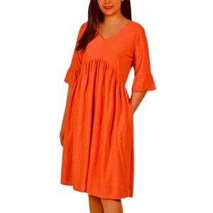 NY COLLECTION Petite Elbow Sleeve Swiss Dot Empire Dress